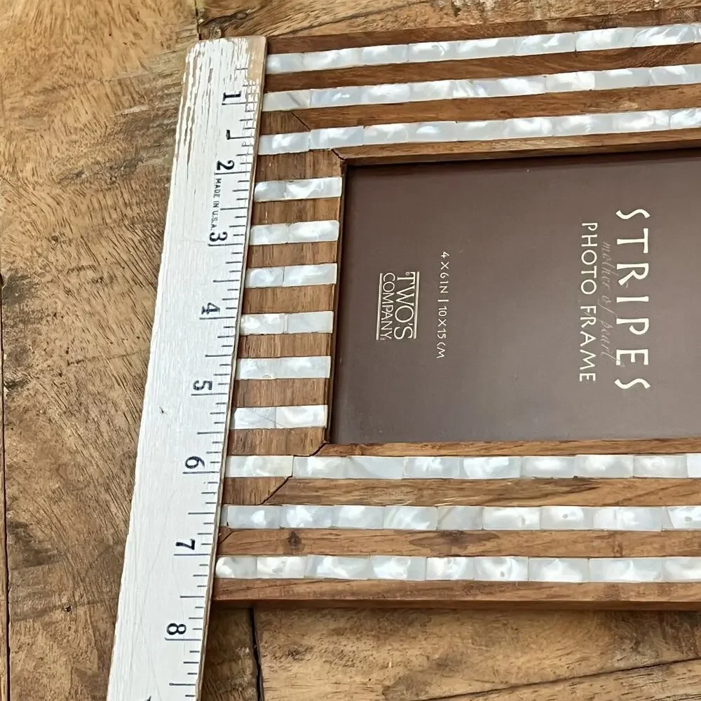 Two's Company Mother Of Pearl Wood Striped inlaid 4X6